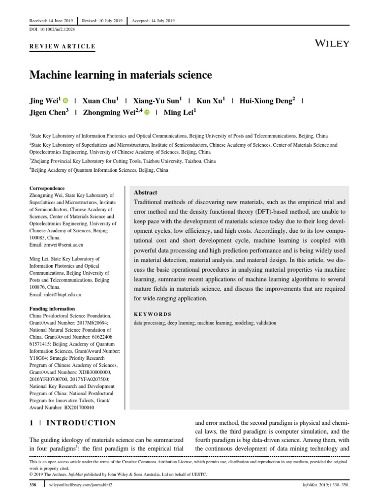 Machine Learning in Materials Science PDF Cross Validation