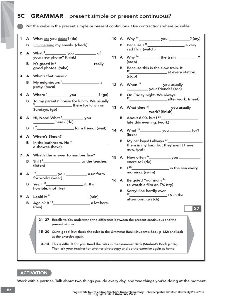 5C Extra Activity Grammar | PDF