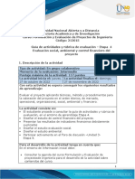 Guía de Actividades y Rúbrica de Evaluación - Unidad 3 - Etapa 4 - Evaluación Social, Ambiental y Control Financiero Del Proyecto