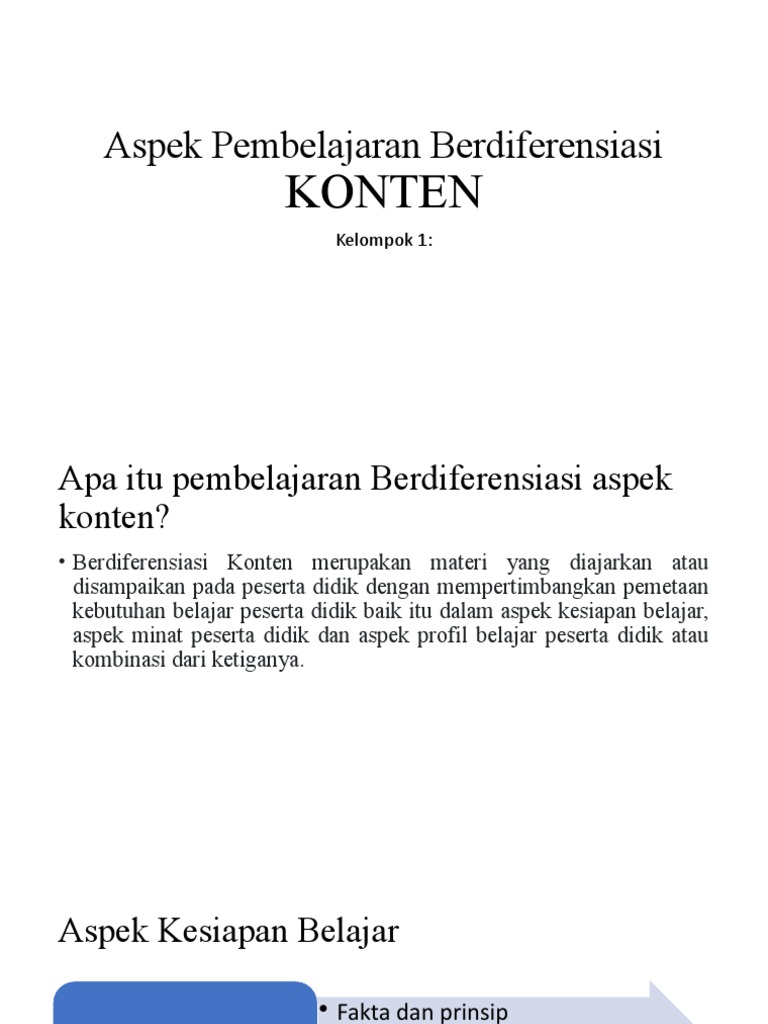 Aspek pembelajaran berdiferensiasi pdf
