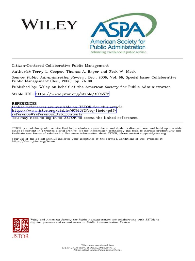 Citizen-Centered Public Management Insights | PDF | Civic Engagement ...