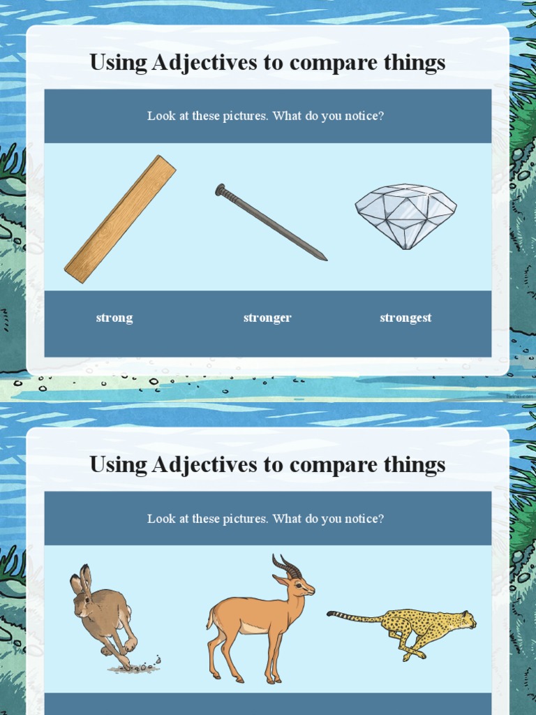 IDENTIFY THE THREE DEGREES OF COMPARISON BELOW visual data 8