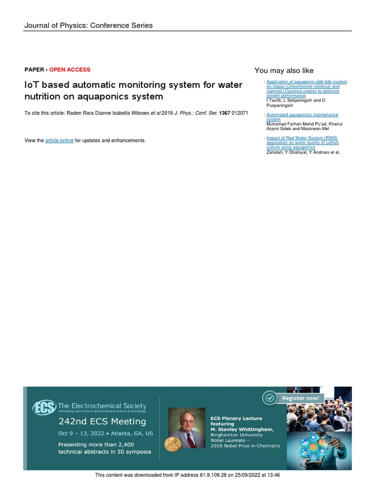 IoT Based Automatic Monitoring System For Water Nutrition On Aquaponics ...
