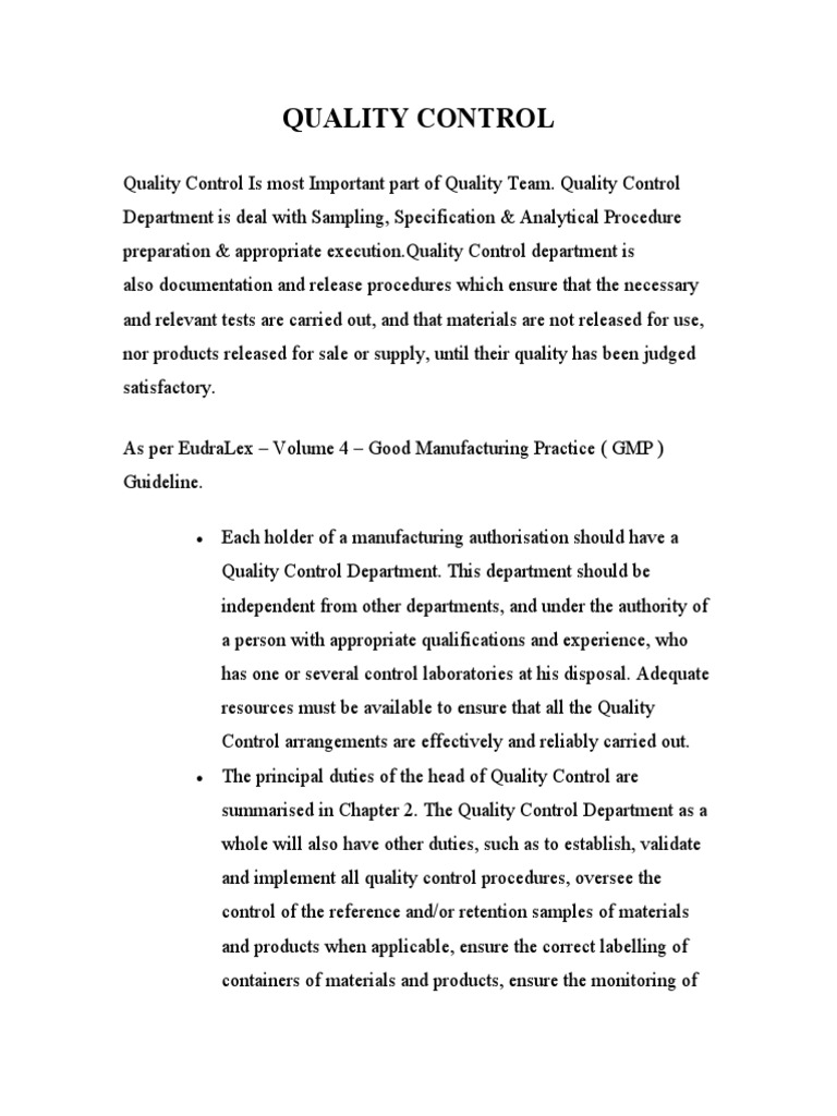 Quality Control in Pharma PDF Business Evaluation