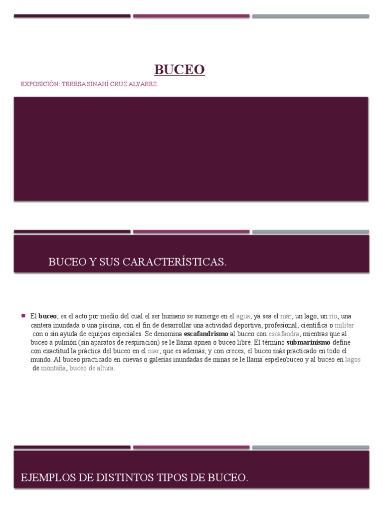 Tipos y Equipos de Buceo Esencial | PDF | Buceo bajo el agua | Bucear