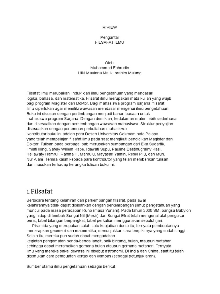 Riview Buku Filsafat Ilmu Pdf