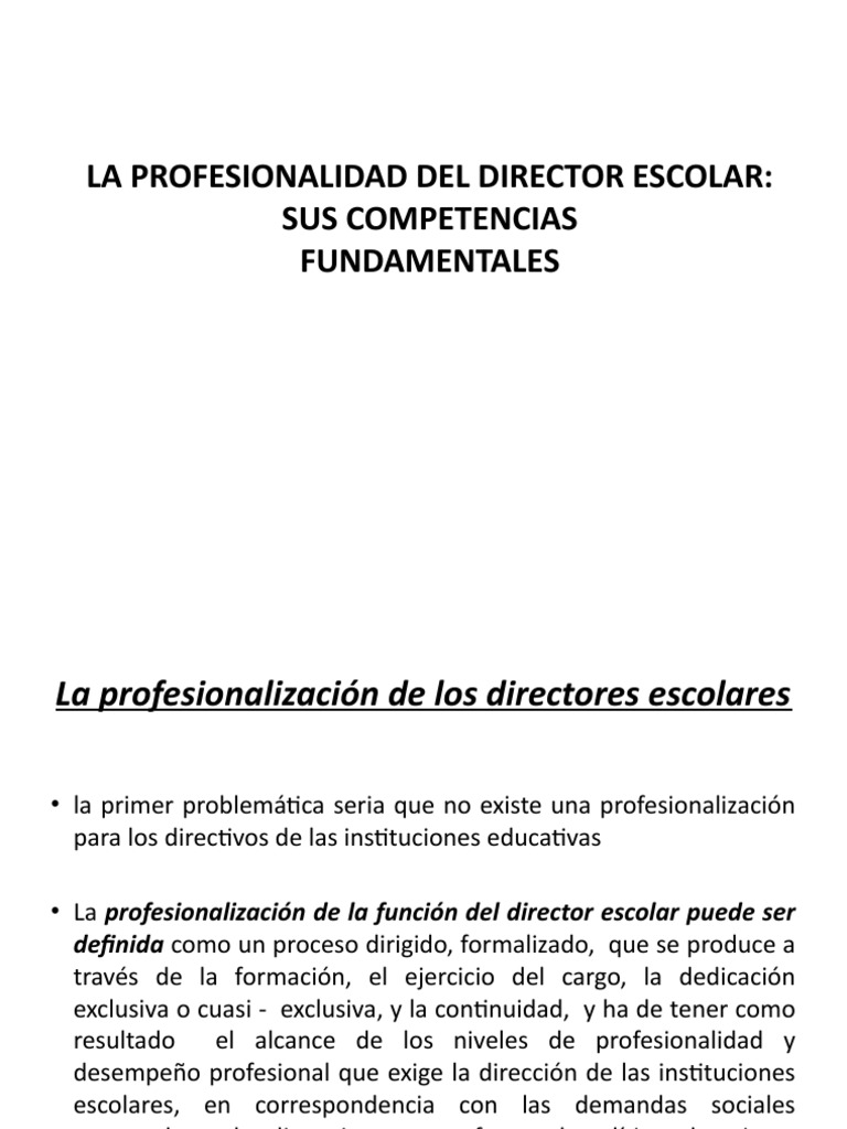 La Profesionalidad Del Director Escolar | PDF