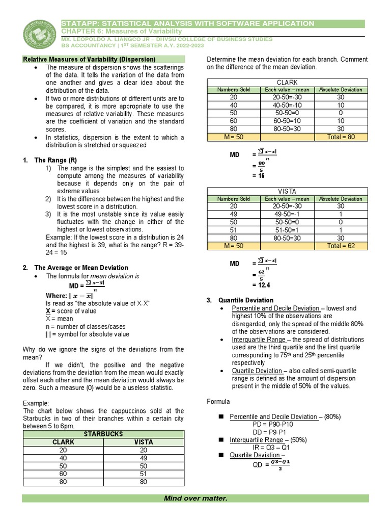 Understanding Measures of Variability | PDF | Standard Deviation | Variance