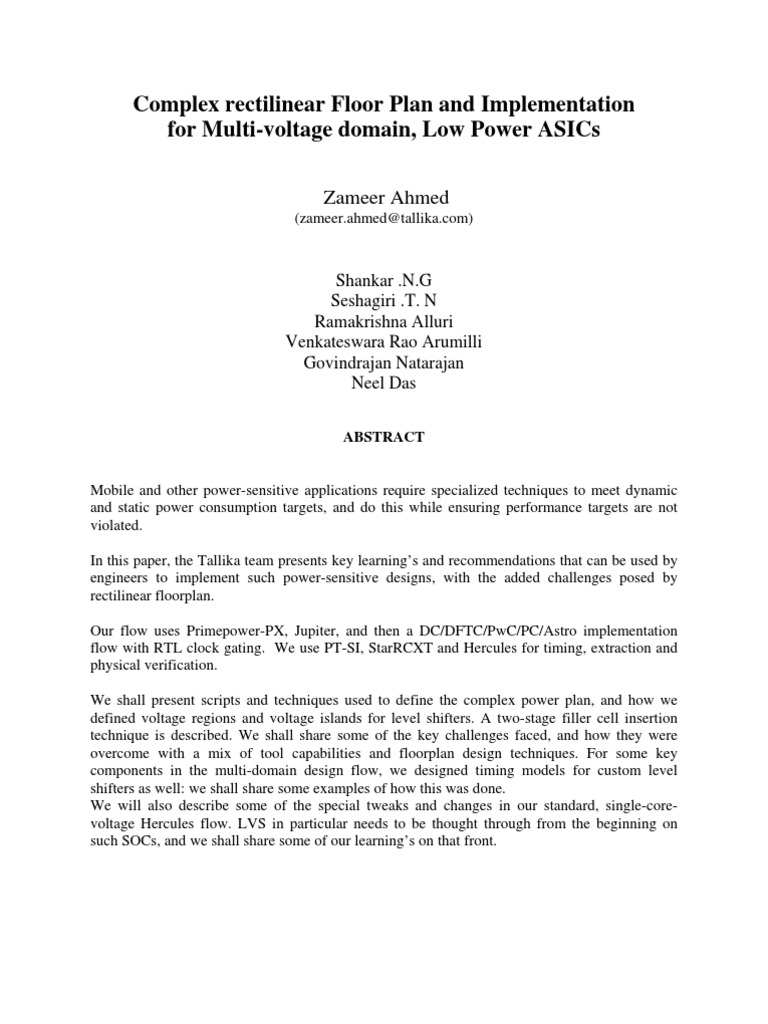 Low Power ASIC Design with Rectilinear Floorplan | PDF | Electronic ...