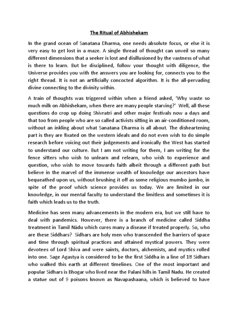 Abhishekam - The Ritual | PDF