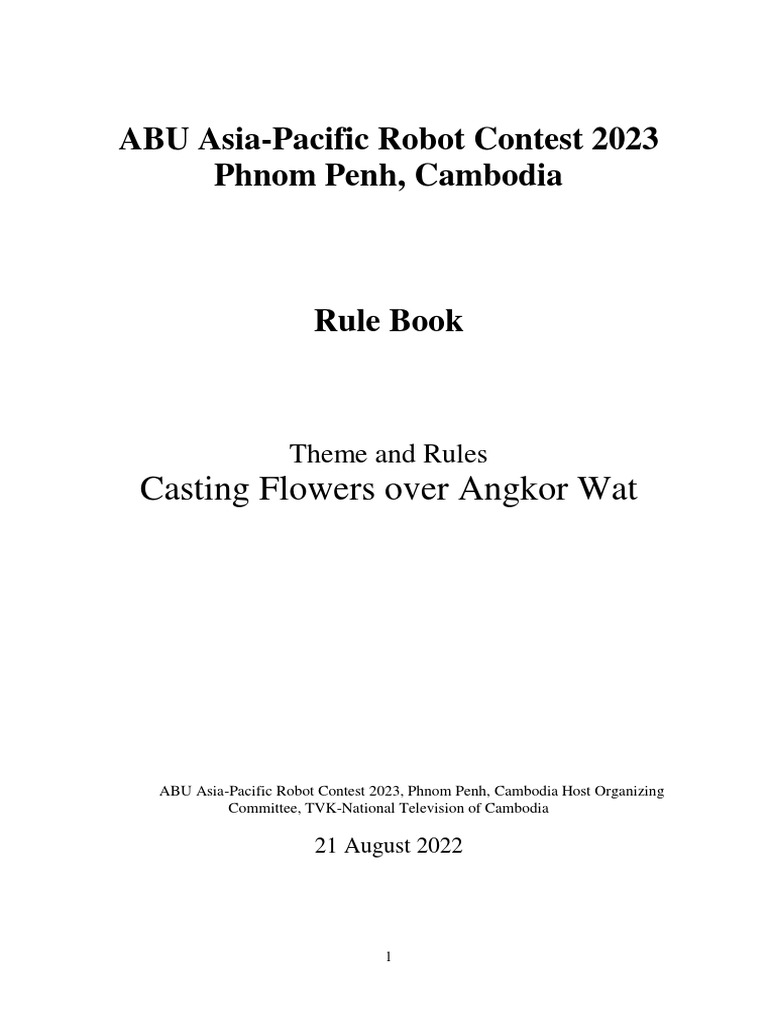 Abu Robocon 2023 Rulebook Download Free Pdf Area Cambodia