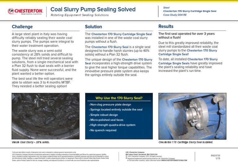 Steel - Coal Slurry - Pump - Sealing - Solved | PDF | Pump