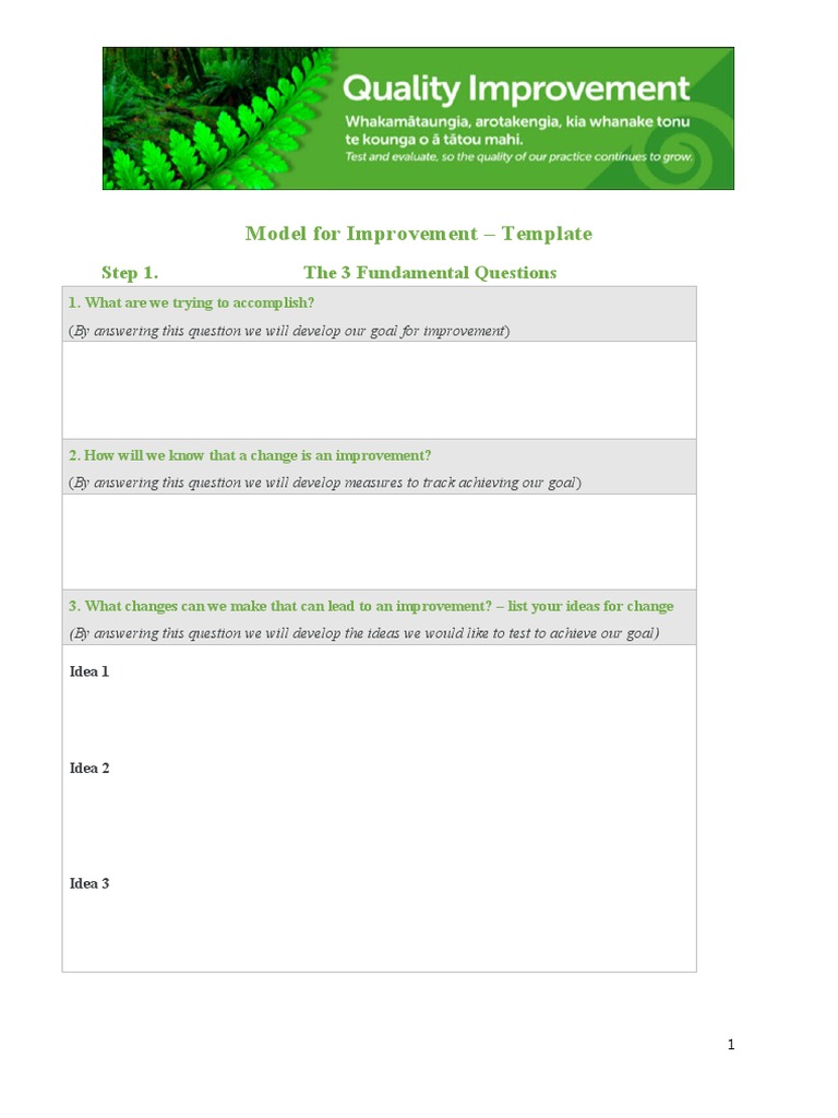 Editable PDSA Cycle Template | PDF | Goal | Prediction