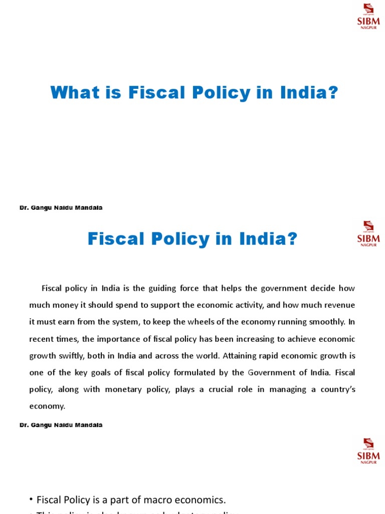 Fiscal Policy In India