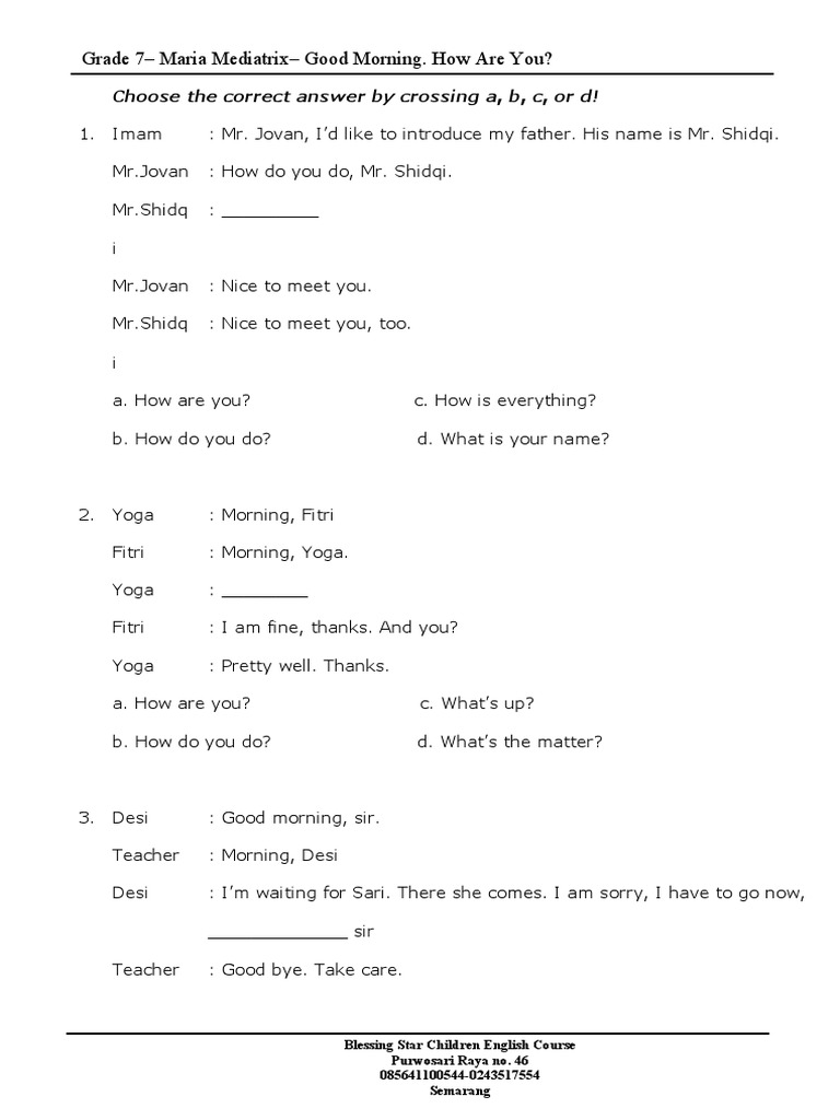 Greeting and Apologizing Exercises | PDF