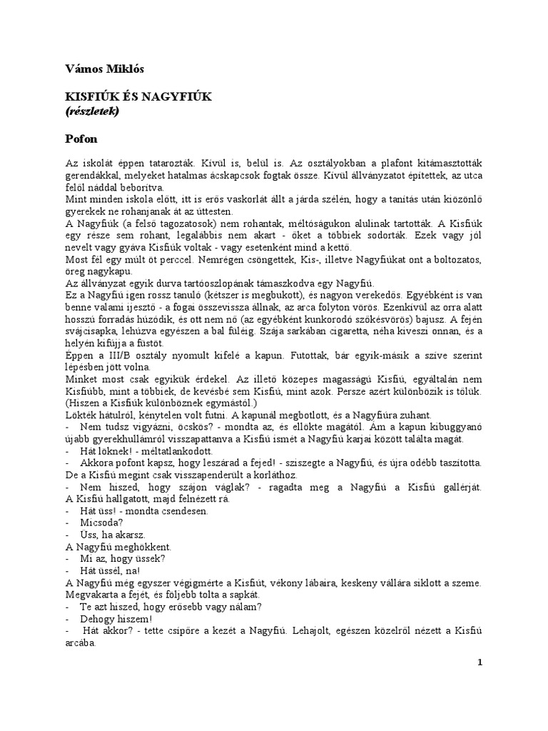 Vamos Miklos - Pofon - Szoveg | PDF