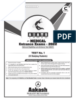 AIATS Medical - TYM-2022 - Test-01 - Code-C - (01-11-2020)