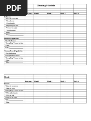 Cleaning Schedule Weekly