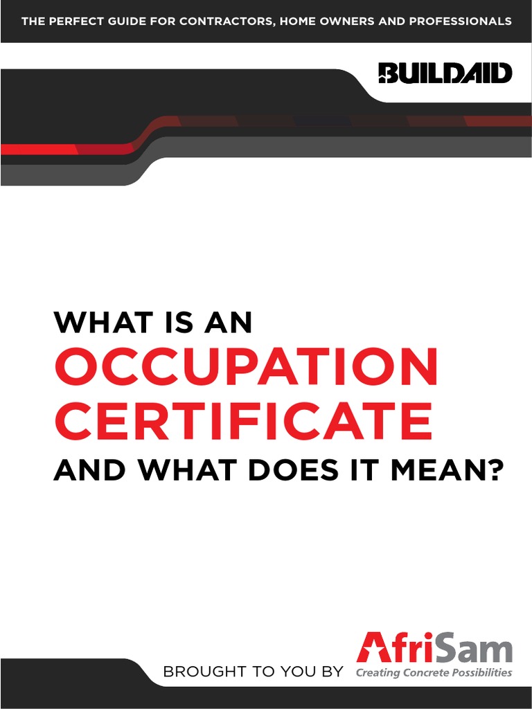 What Is An Occupation Certificate and What Does It Mean PDF