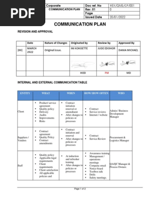 Communication Plan