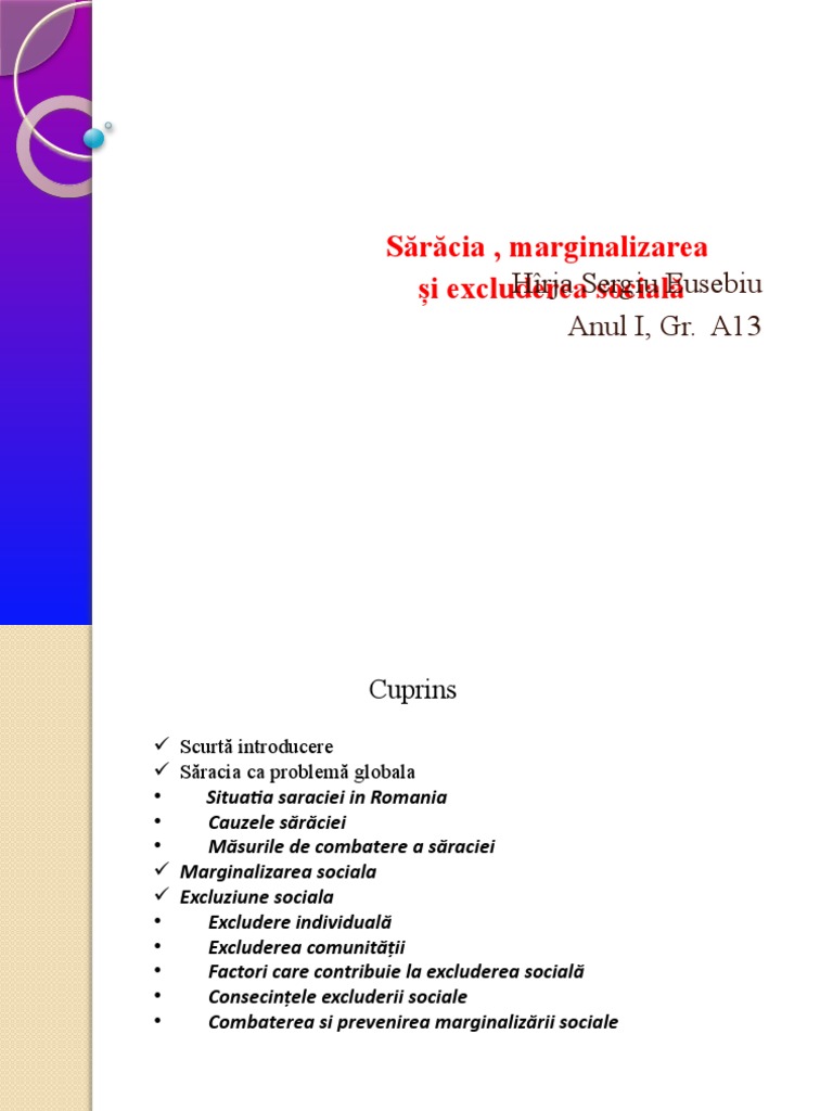 Saracia, Marginalizarea Si Excluderea Socială | PDF