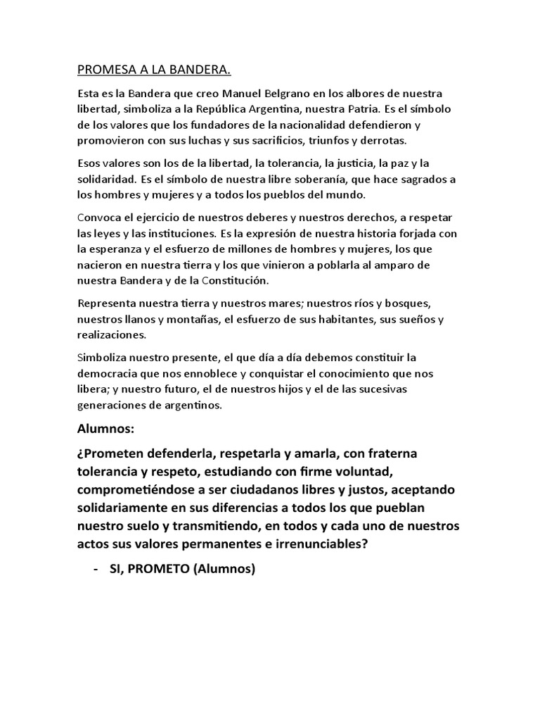 Promesa a la Bandera Argentina | PDF | Ciencias sociales | Derecho