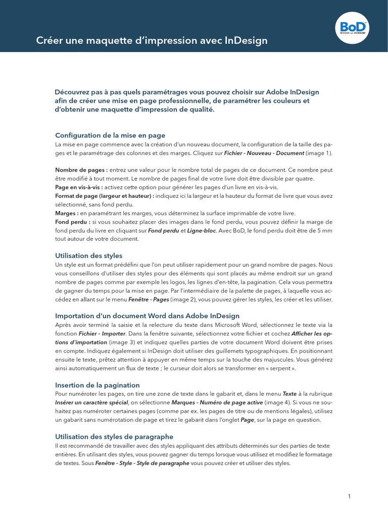 BoD Creer Une Maquette Avec Indesign | Télécharger gratuitement PDF ...