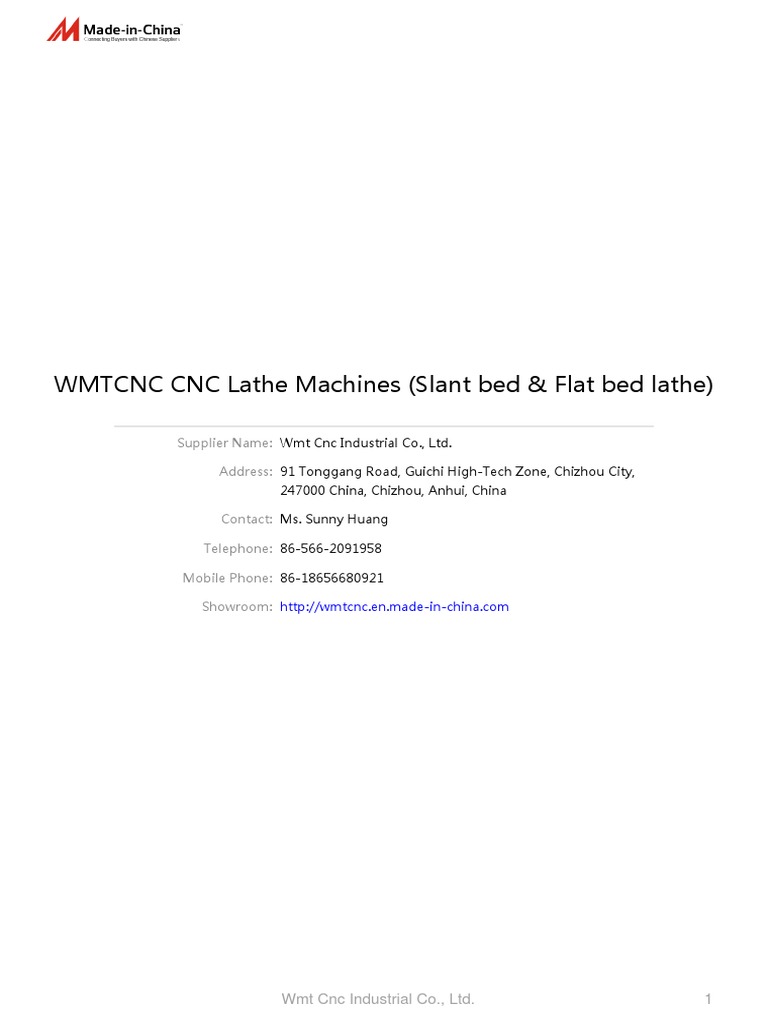 WMTCNC CNC Lathe Machines (Slant Bed & Flat Bed Lathe) PDF