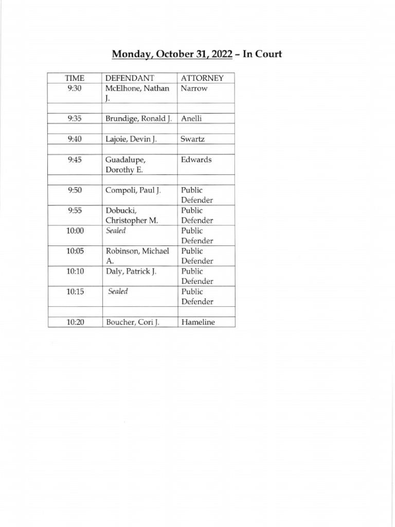 Jefferson County Court Calendar Oct. 31, 2022 PDF