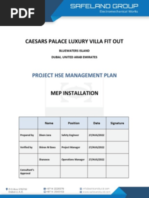 Health and Safety Plan