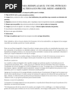 ESTRATEGIAS PARA REEMPLAZAR EL USO DEL PETROLEO POR ENERGIAS ALTERNAS EN PRO DEL MEDIO AMBIENTE