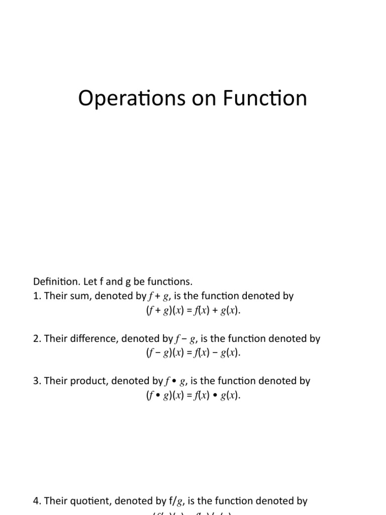 Operations On Function Stem | PDF | Function (Mathematics) | Multiplication