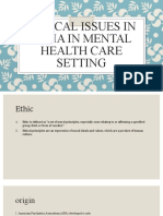 Ethical Issues in Mental Health Care India