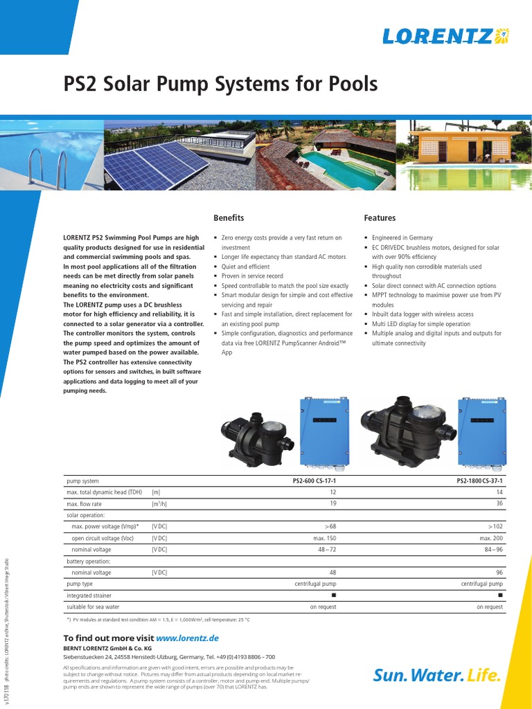 Lorentz Ps Pool General en PDF Photovoltaics Pump