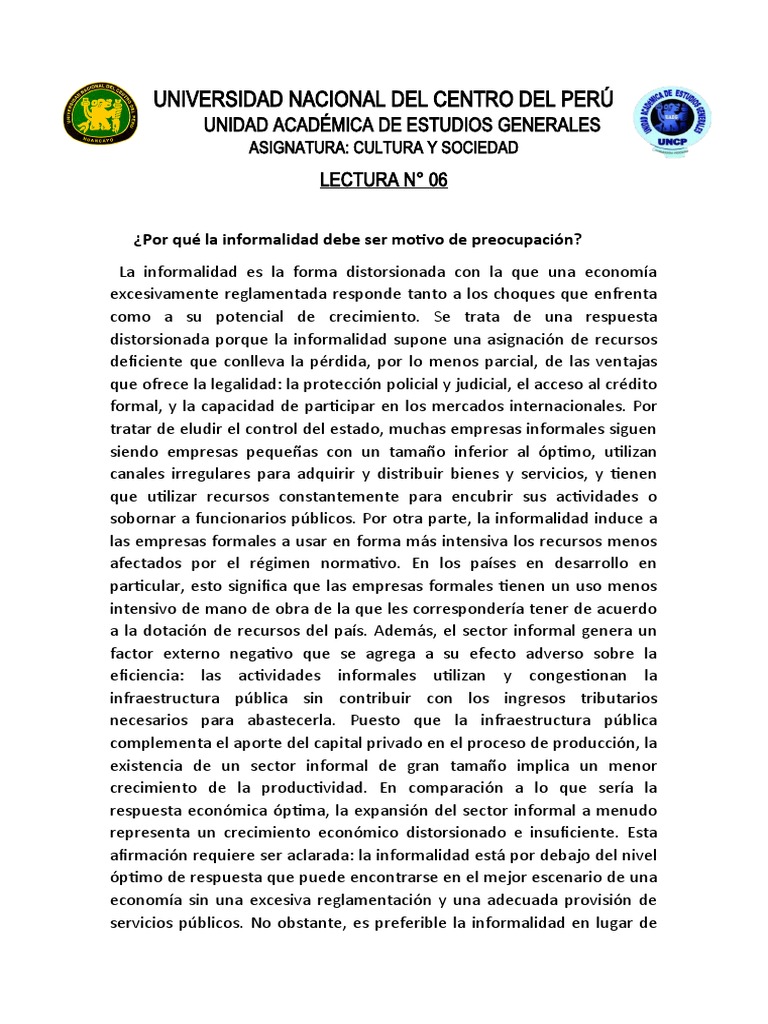 Impacto de la informalidad en Perú | PDF | Business | Estado (política)