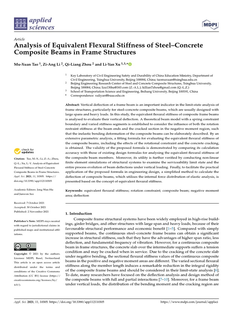 Analysis of Flectural Stiffness of Composite Beams | PDF | Beam ...