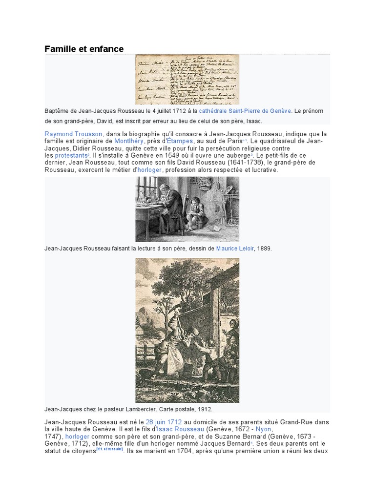 Enfance et famille de Rousseau | PDF | Jean-Jacques Rousseau
