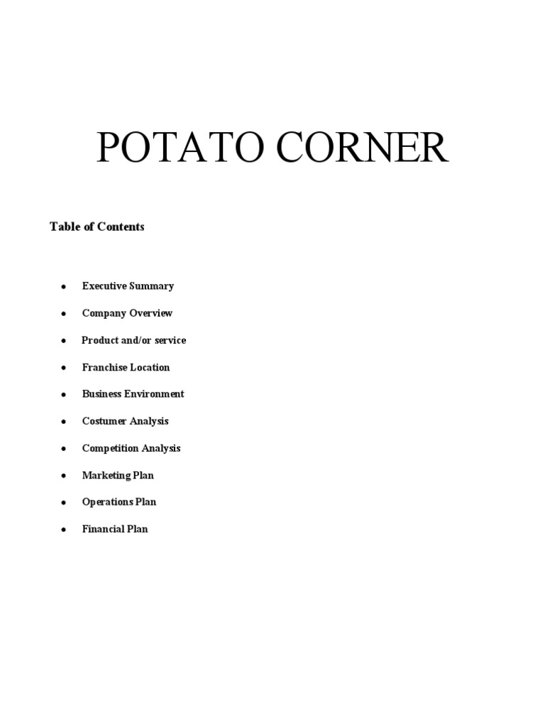 Potato Corner PDF Franchising Potato