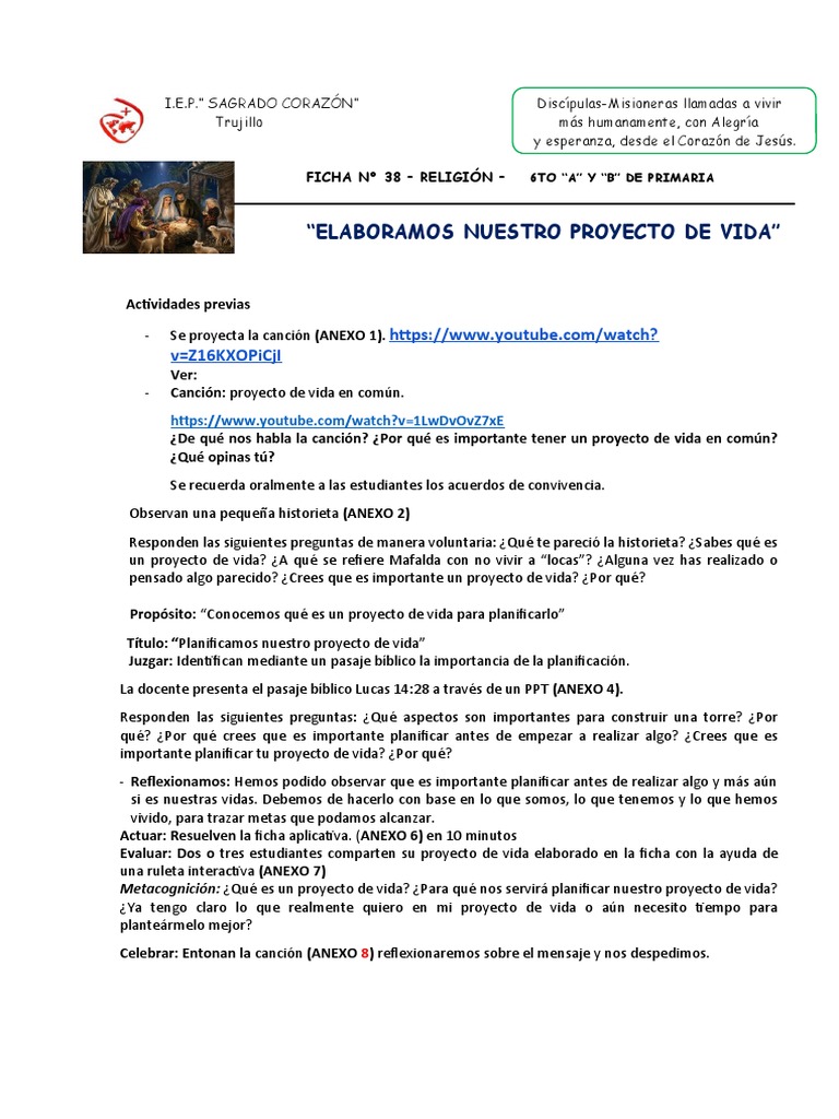 Proyecto de Vida para Sexto Grado | PDF