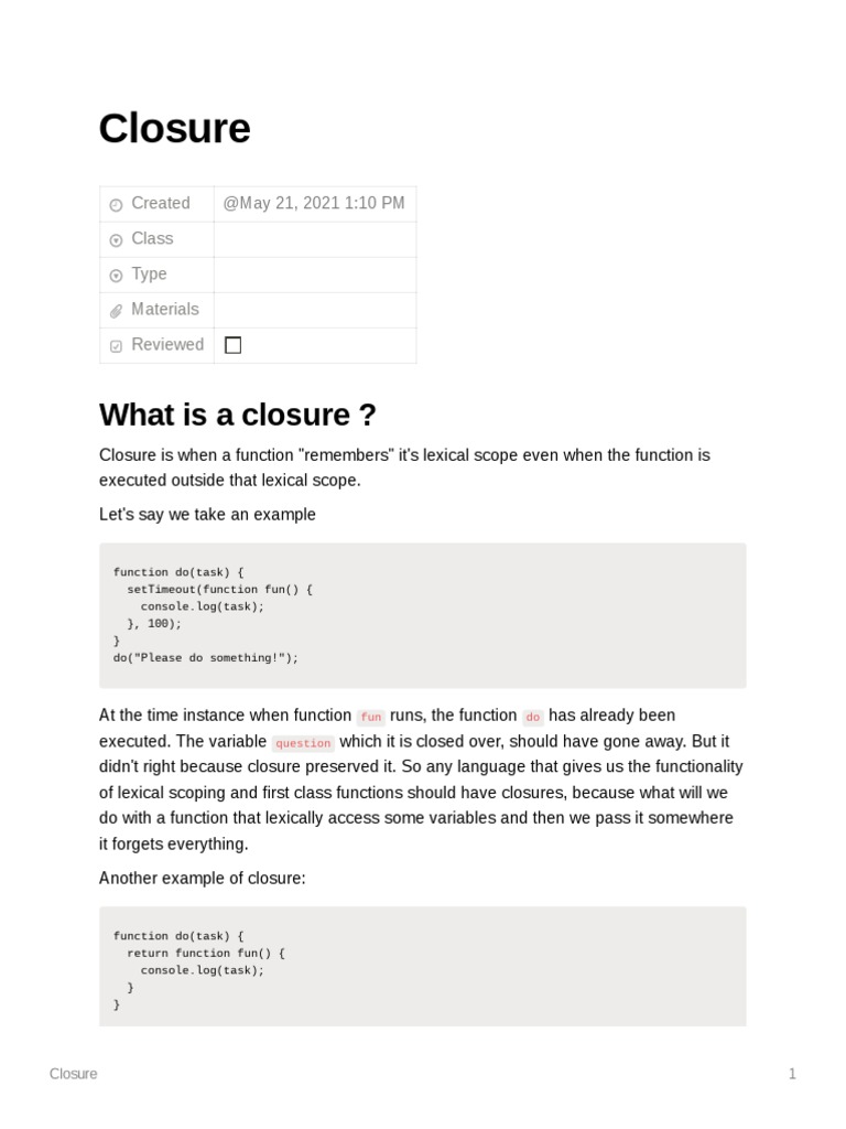 Closure | PDF | Scope (Computer Science) | Computer Programming