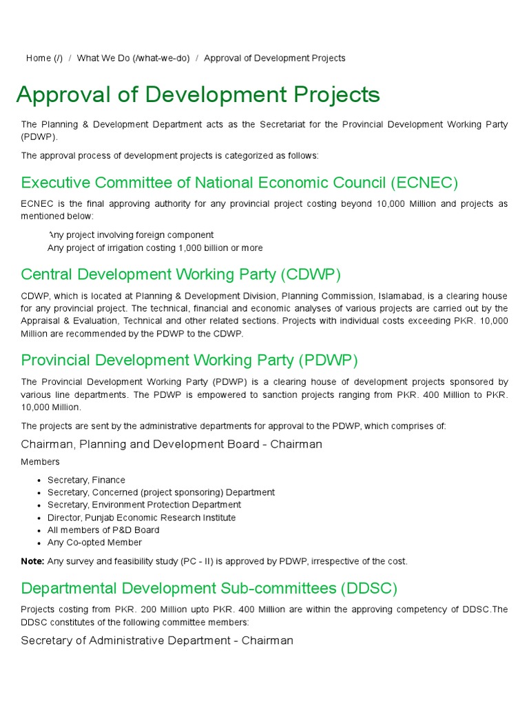 Approval of Development Projects Planning & Development Board PDF