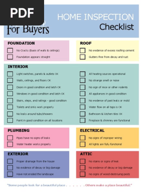 Home Inspection Checklist for Buyers - TemplateLab.com