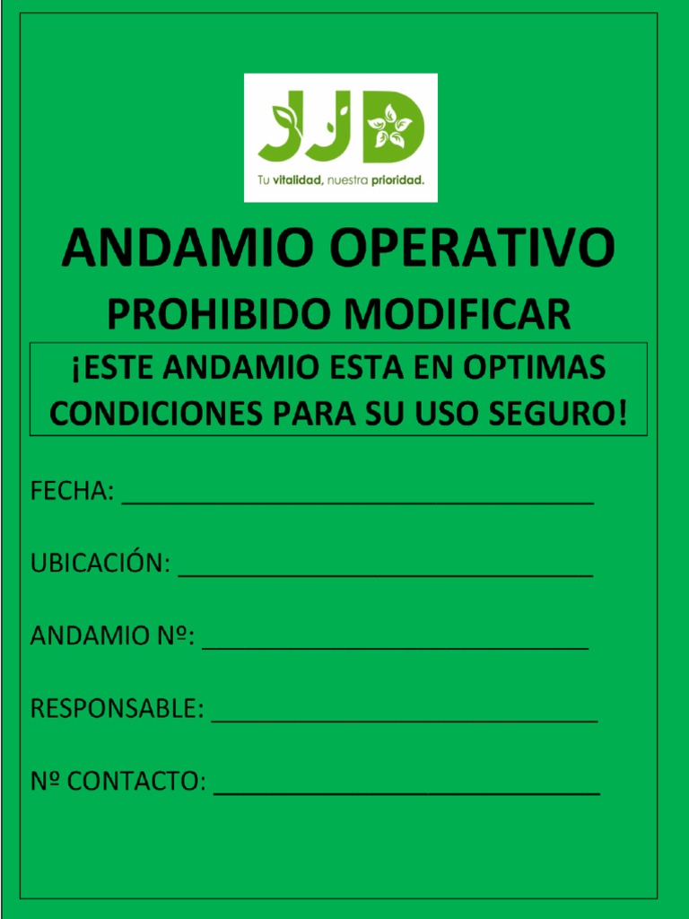 Tarjeta de Operatividad de Andamios | PDF