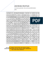 Family Members Word Puzzle Homework