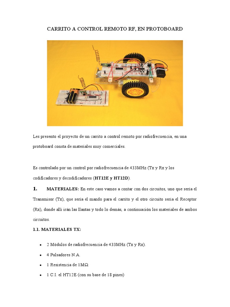 Carrito A Control Remoto RF | PDF | Amplificador | Bienes manufacturados