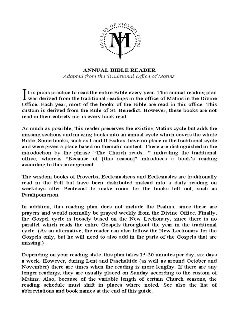 Liturgical Annual Bible Reader