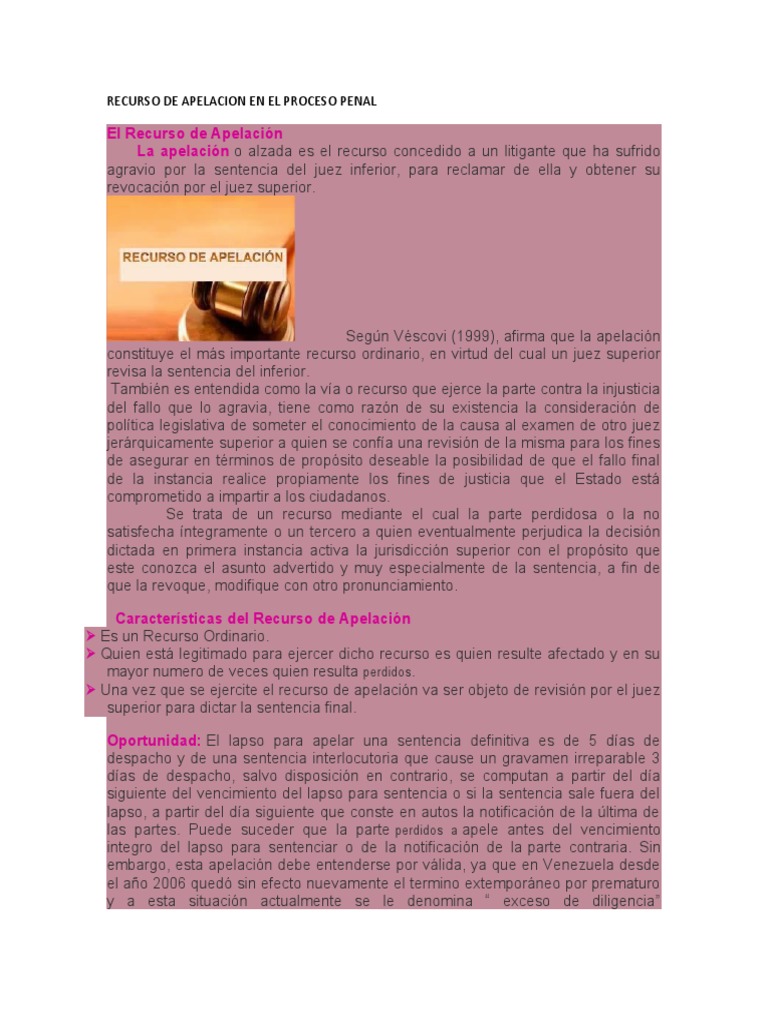 Recurso de Apelacion en El Proceso Penal | PDF | Sentencia (ley
