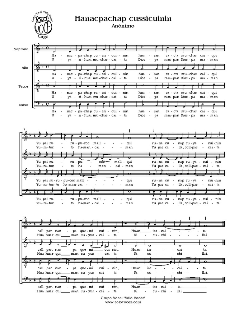 Hanacpachap Version Concert Pdf