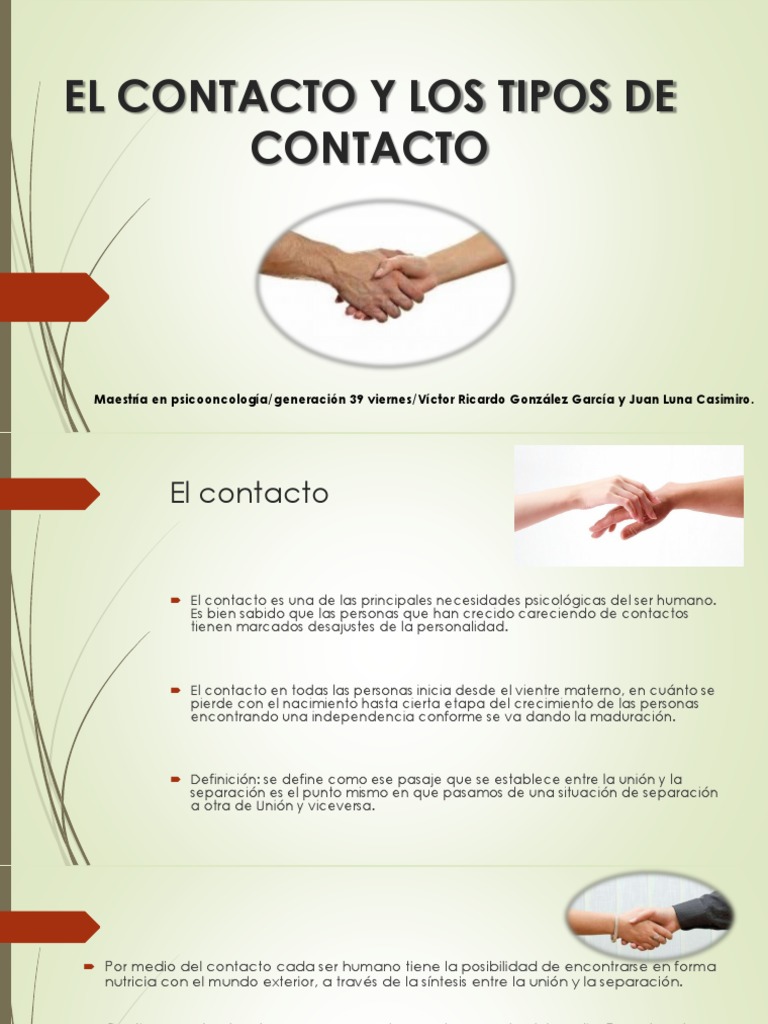 Tipos y Definición de Contacto Humano | PDF | Las emociones | Terapia ...