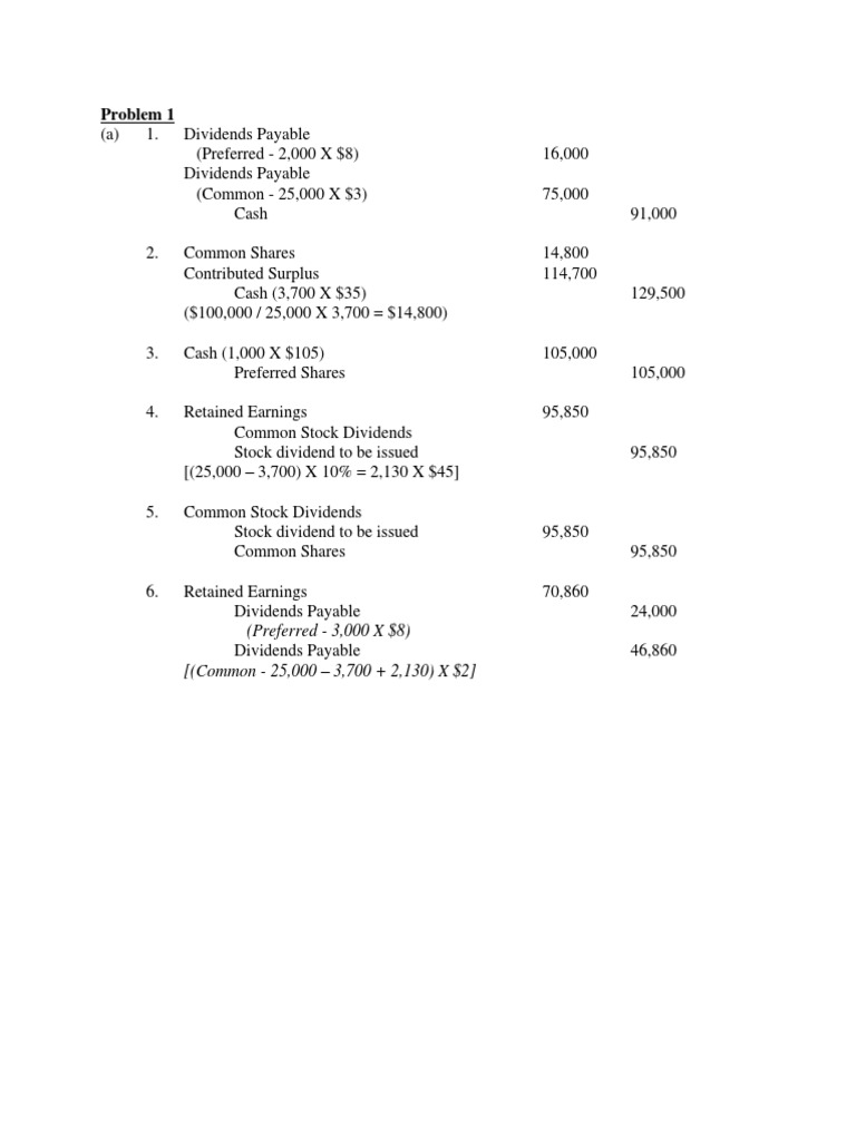 Practice Problems, CH 11 Solution PDF Dividend Retained Earnings